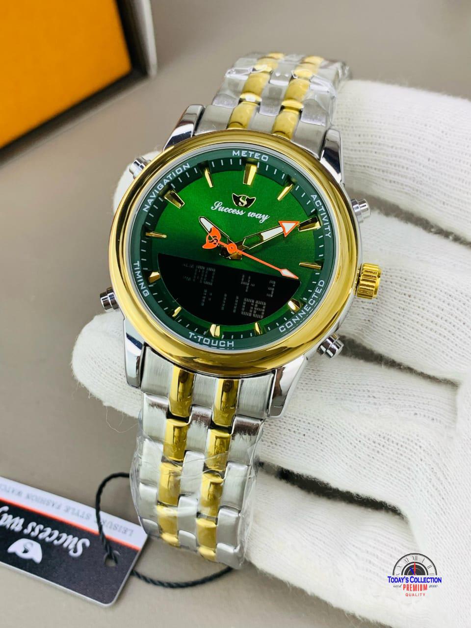 Success Way T-Touch Smart Analog Watch – Silver Strap (Blue Dial)