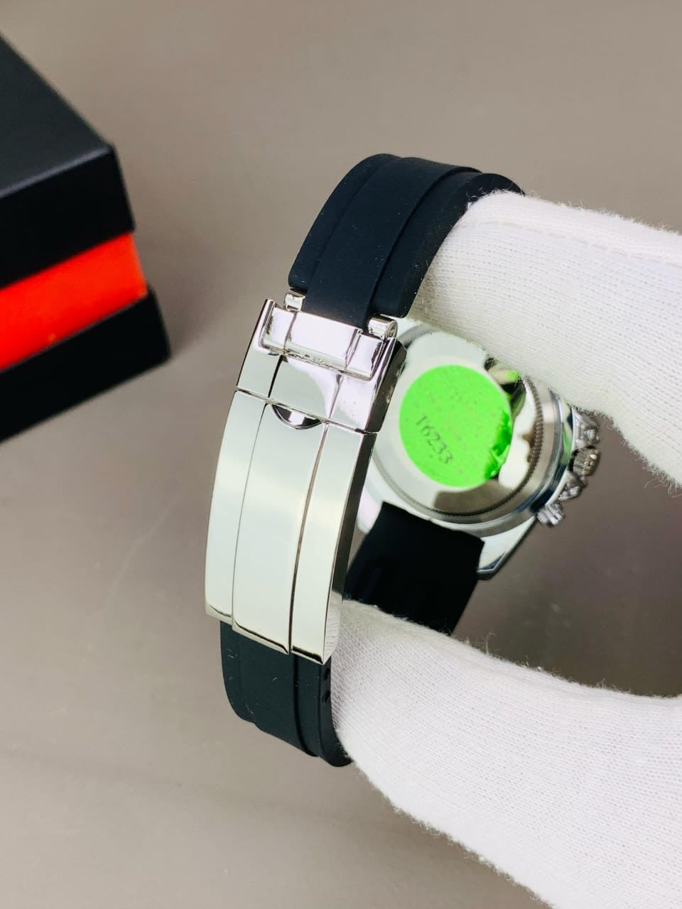 Luxury Rainbow Bezel Chronograph Watch – White Edition