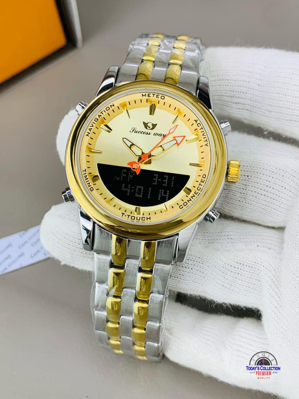 Success Way T-Touch Smart Analog Watch – Silver Strap (Blue Dial)