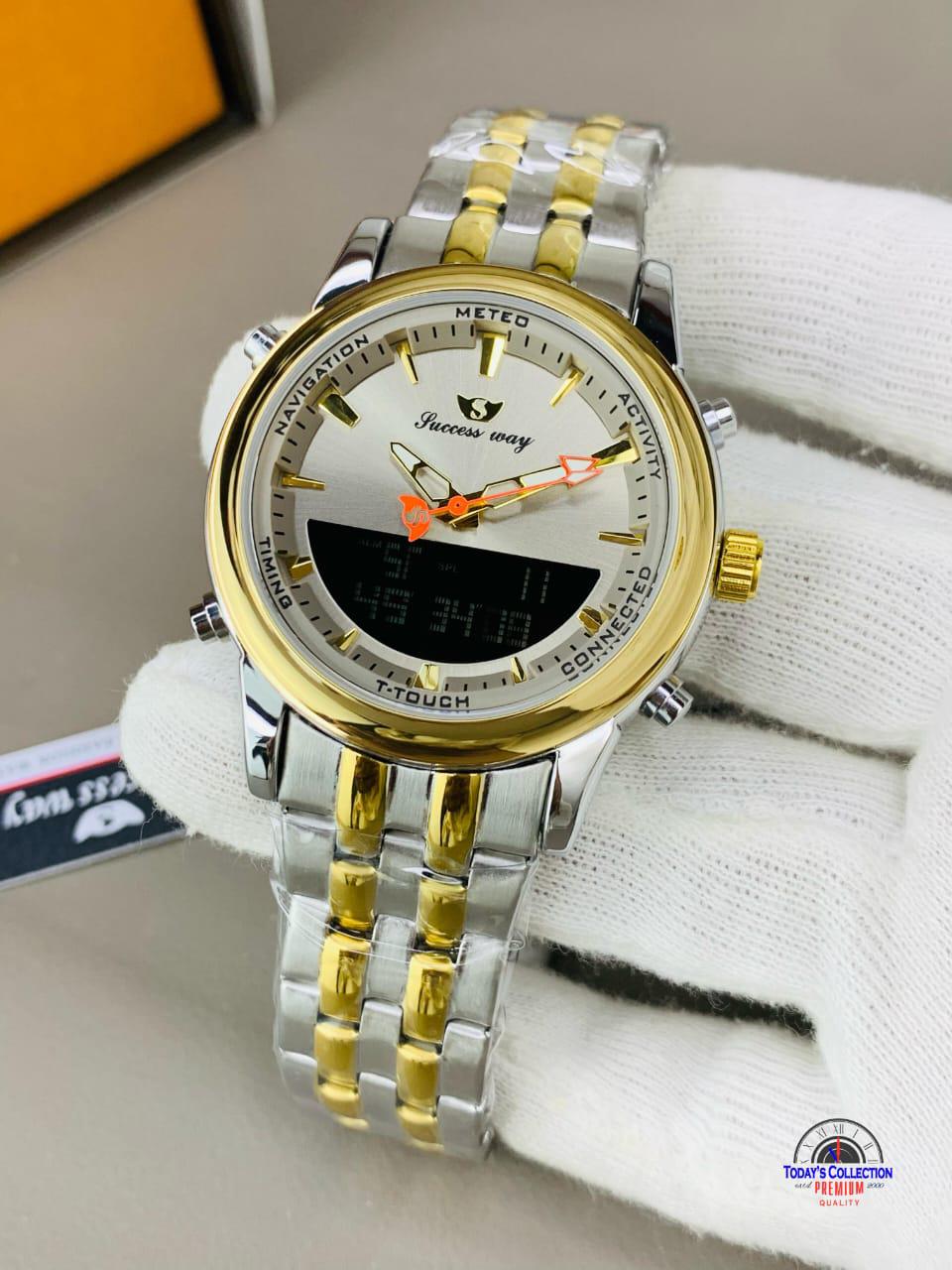 Success Way T-Touch Smart Analog Watch – Silver Strap (Blue Dial)