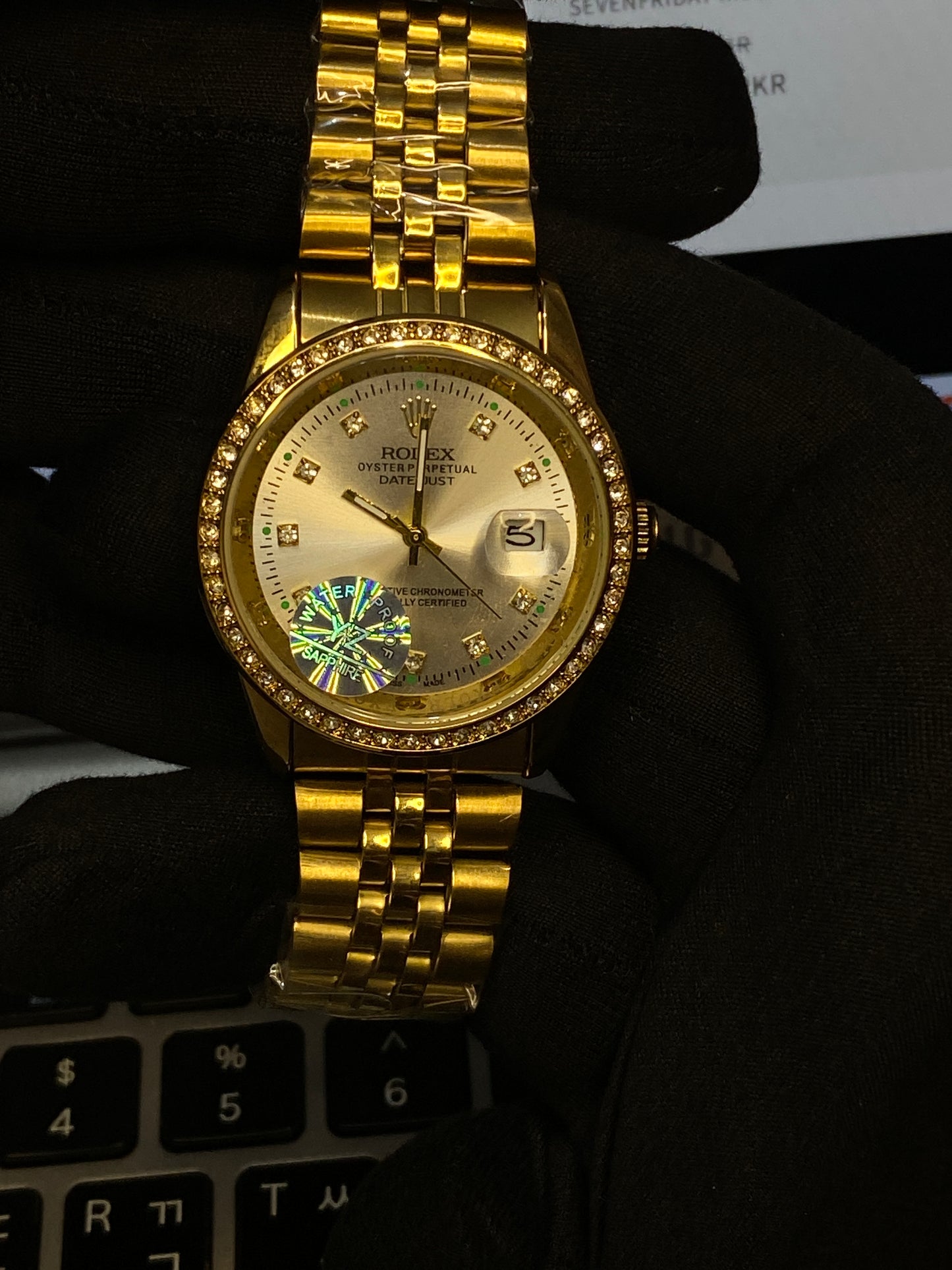 Luxury Gold Rolex-Inspired Datejust Watch – Diamond Bezel Edition