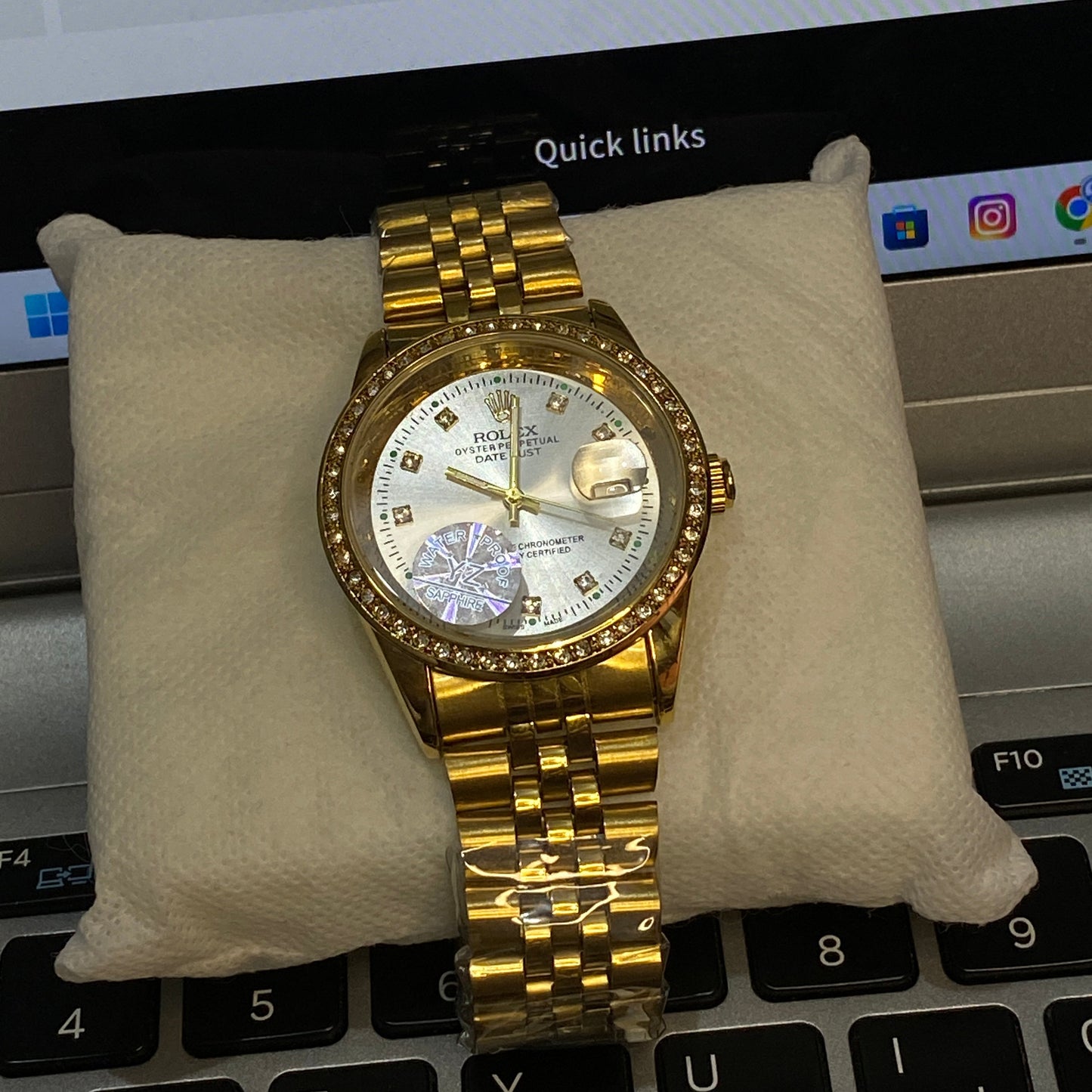 Luxury Gold Rolex-Inspired Datejust Watch – Diamond Bezel Edition