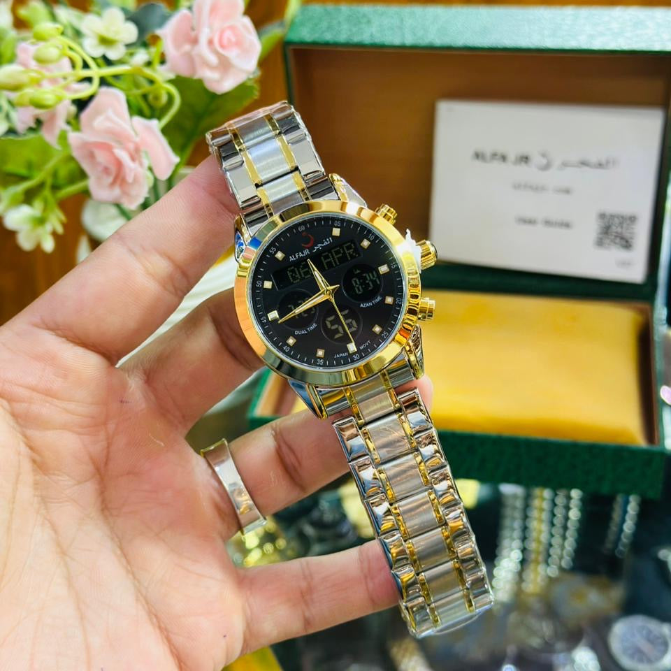 Al Fajr Gold Hybrid Watch – Luxury Timekeeping with Prayer Alerts
