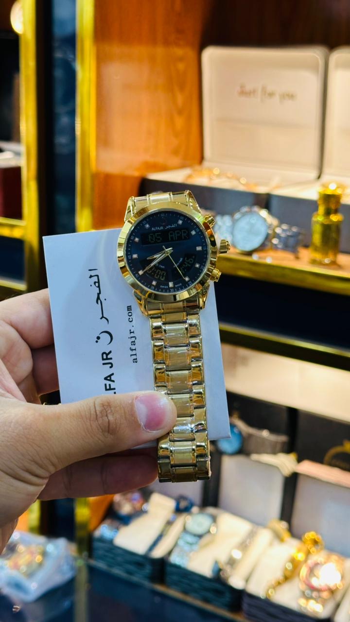 Al Fajr Gold Hybrid Watch – Luxury Timekeeping with Prayer Alerts